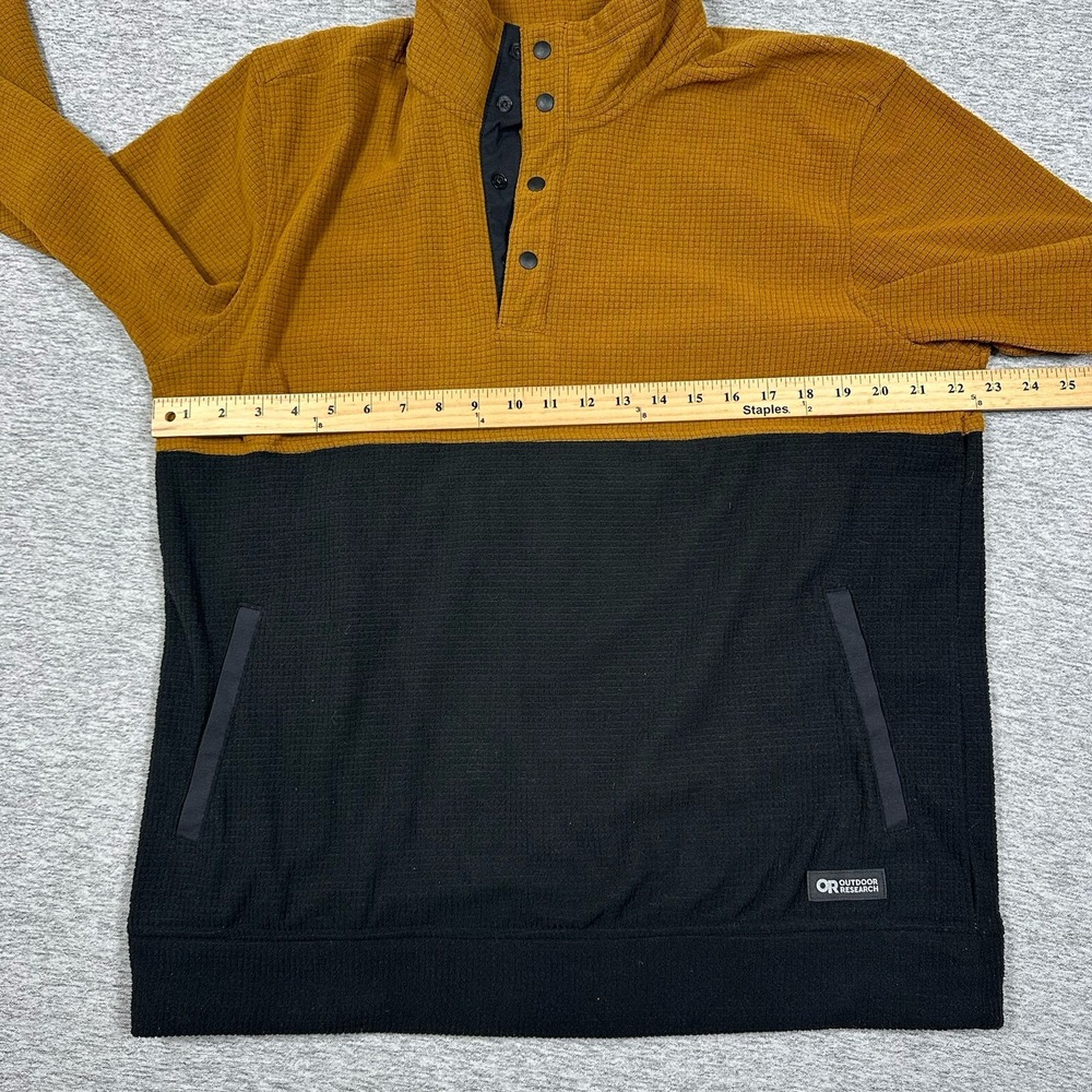 Outdoor Research Trail Mix Snap Pullover Mens Large Black Brown Grid Fleece - Picture 4 of 9